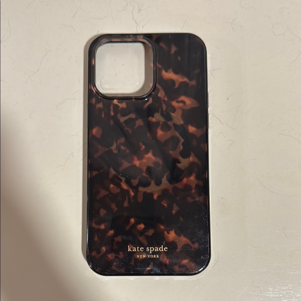 Kate Spade Brown Tortoiseshell iPhone 15 pro max case